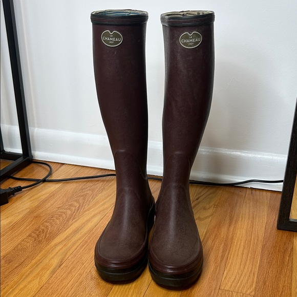 Le Chameau Burgundy Tall Rain Boots, 40 - Picture 1 of 7